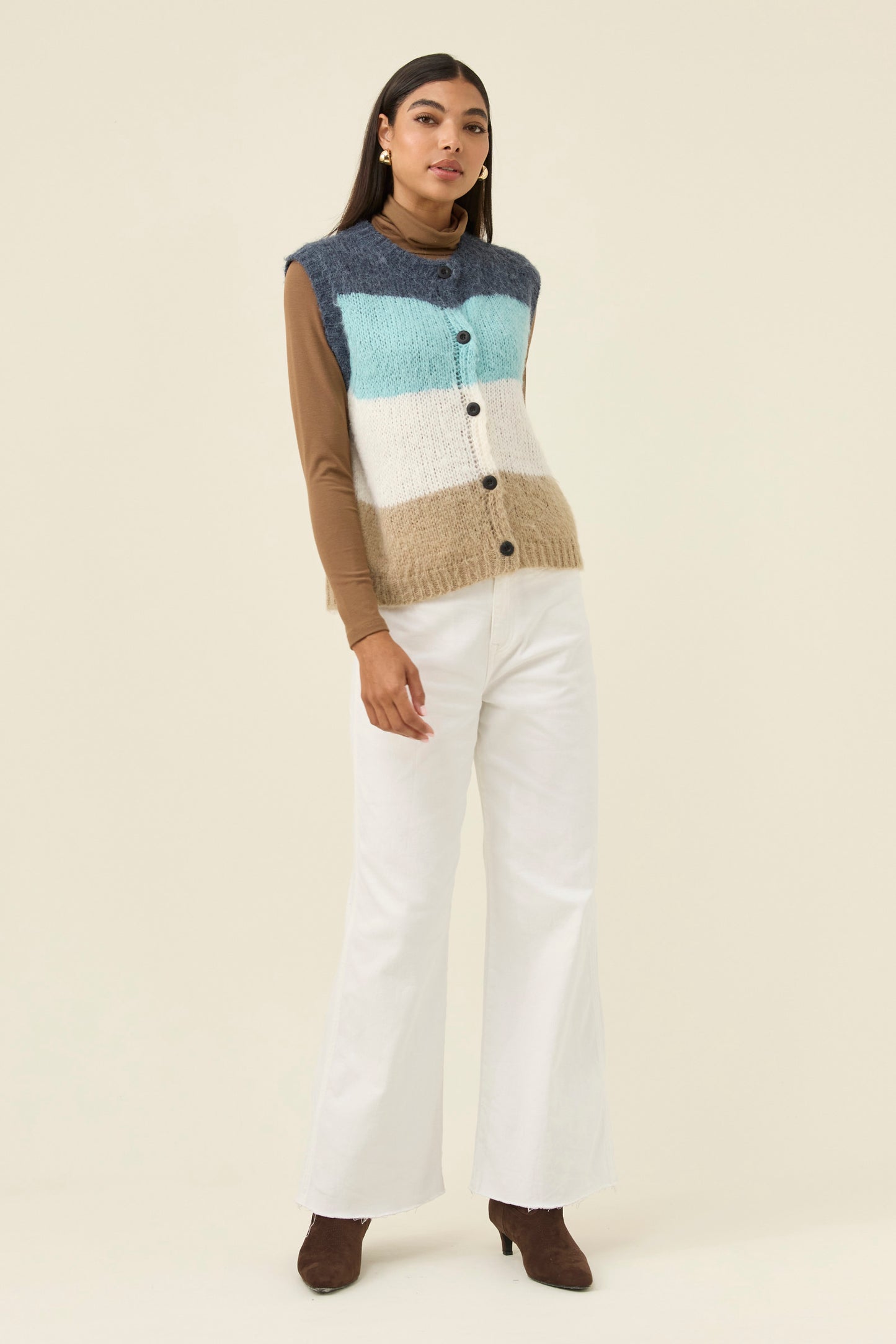 Pallas Stripe Knit Vest from Isle of mine- Ice Blue colour