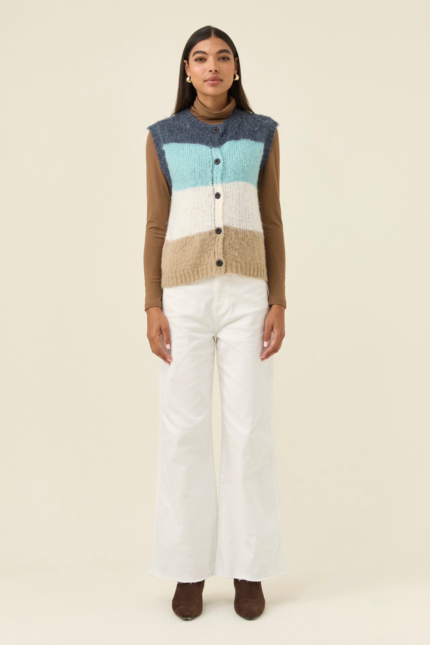 Pallas Stripe Knit Vest from Isle of mine- Ice Blue colour
