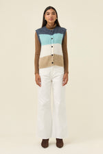 Pallas Stripe Knit Vest from Isle of mine- Ice Blue colour