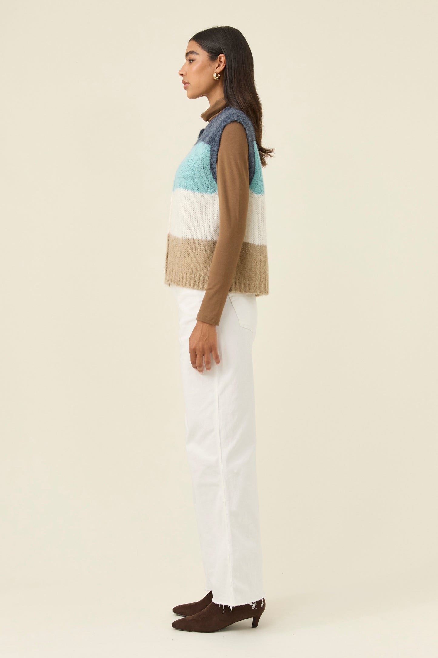 Pallas Stripe Knit Vest from Isle of mine- Ice Blue colour