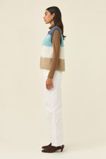Pallas Stripe Knit Vest from Isle of mine- Ice Blue colour