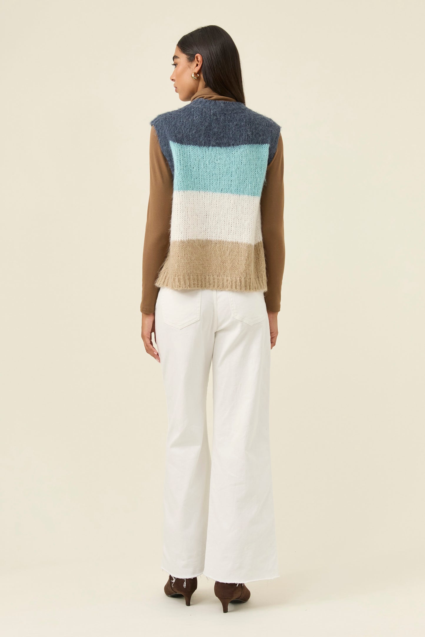 Pallas Stripe Knit Vest from Isle of mine- Ice Blue colour
