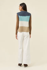 Pallas Stripe Knit Vest from Isle of mine- Ice Blue colour