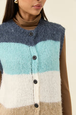 Pallas Stripe Knit Vest from Isle of mine- Ice Blue colour