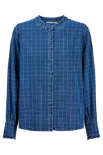 Sloane Denim Frill Shirt from Isle of Mine - Denim Check