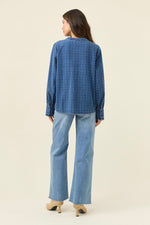 Sloane Denim Frill Shirt from Isle of Mine - Denim Check