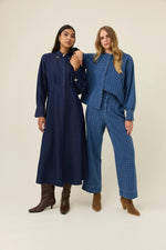 Sloane Denim Frill Shirt from Isle of Mine - Denim Check