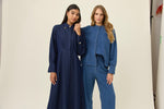 Sloane Denim Frill Shirt from Isle of Mine - Denim Check