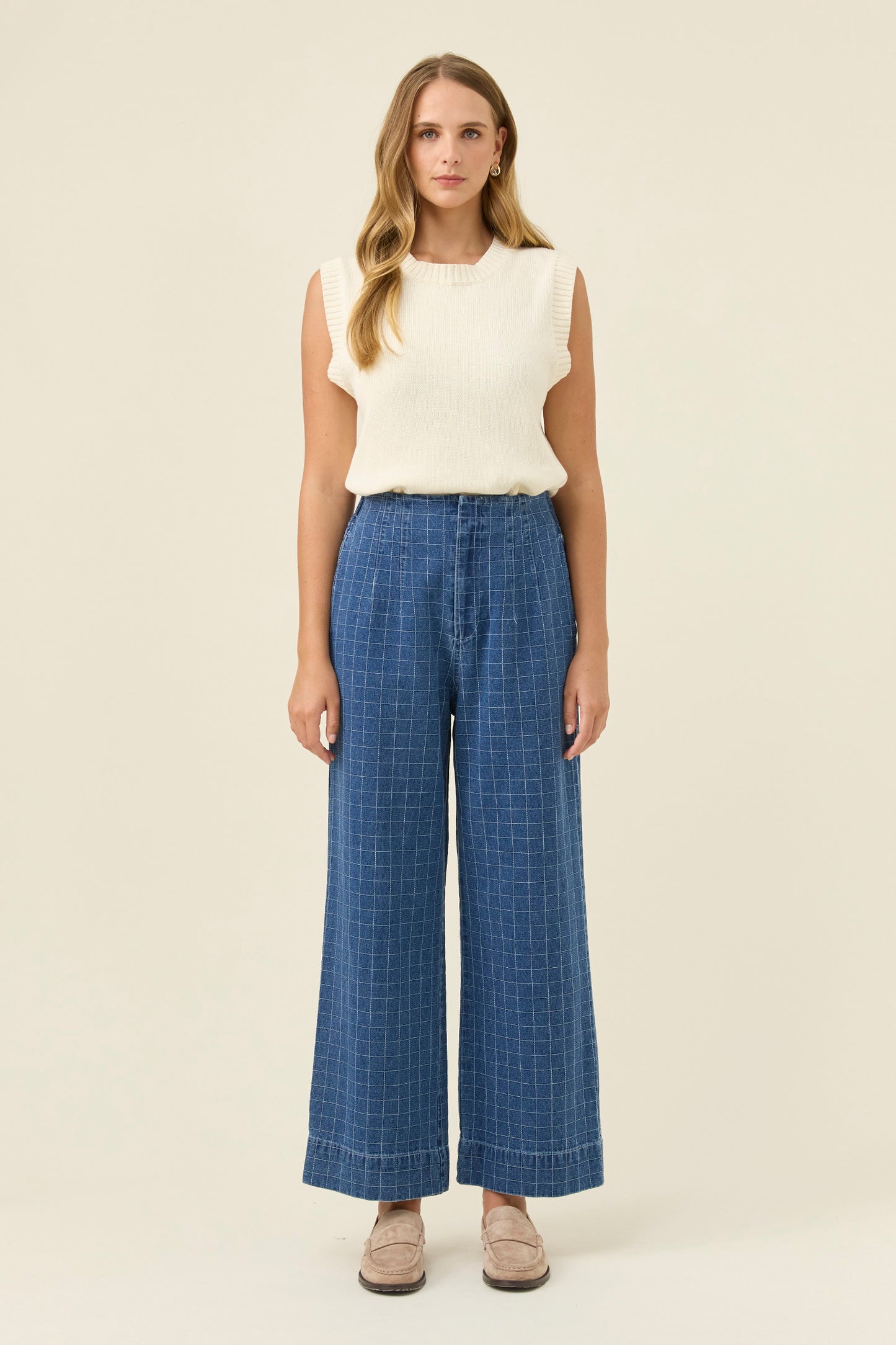 Sloane Denim Pant from Isle of Mine - Denim Check