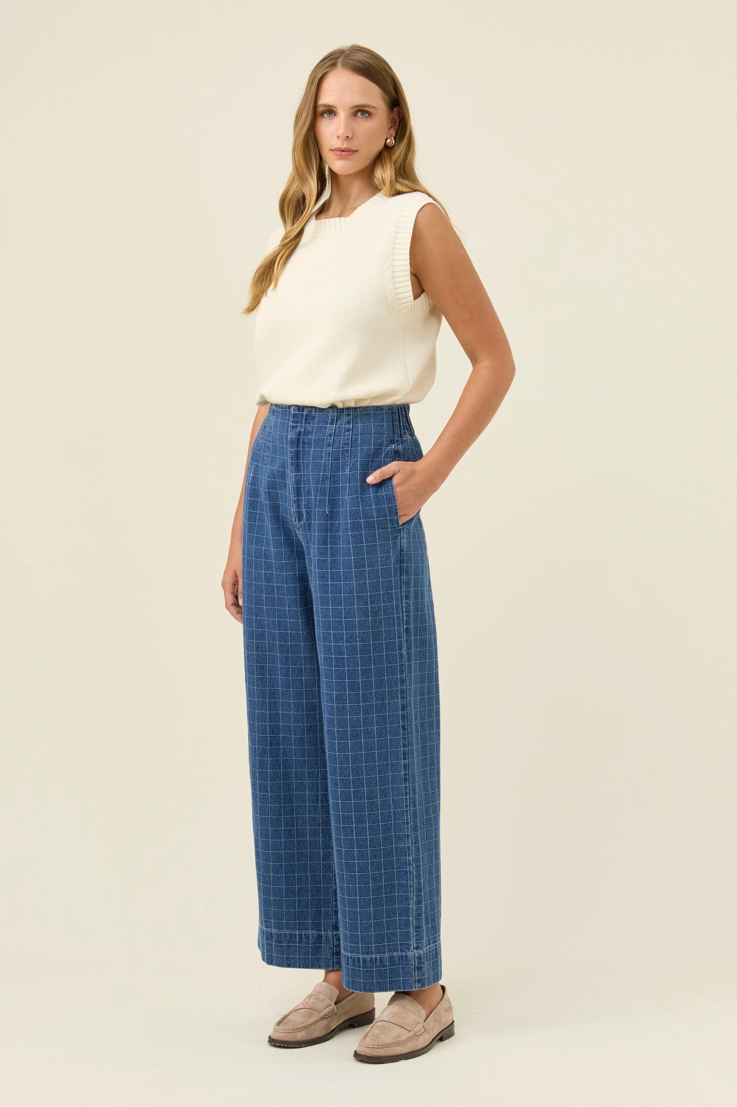 Sloane Denim Pant from Isle of Mine - Denim Check