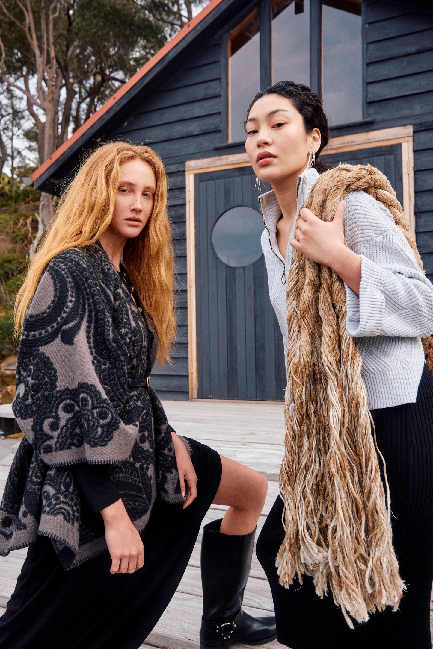 Lucia Cape from Isle of Mine - Charcoal Paisley