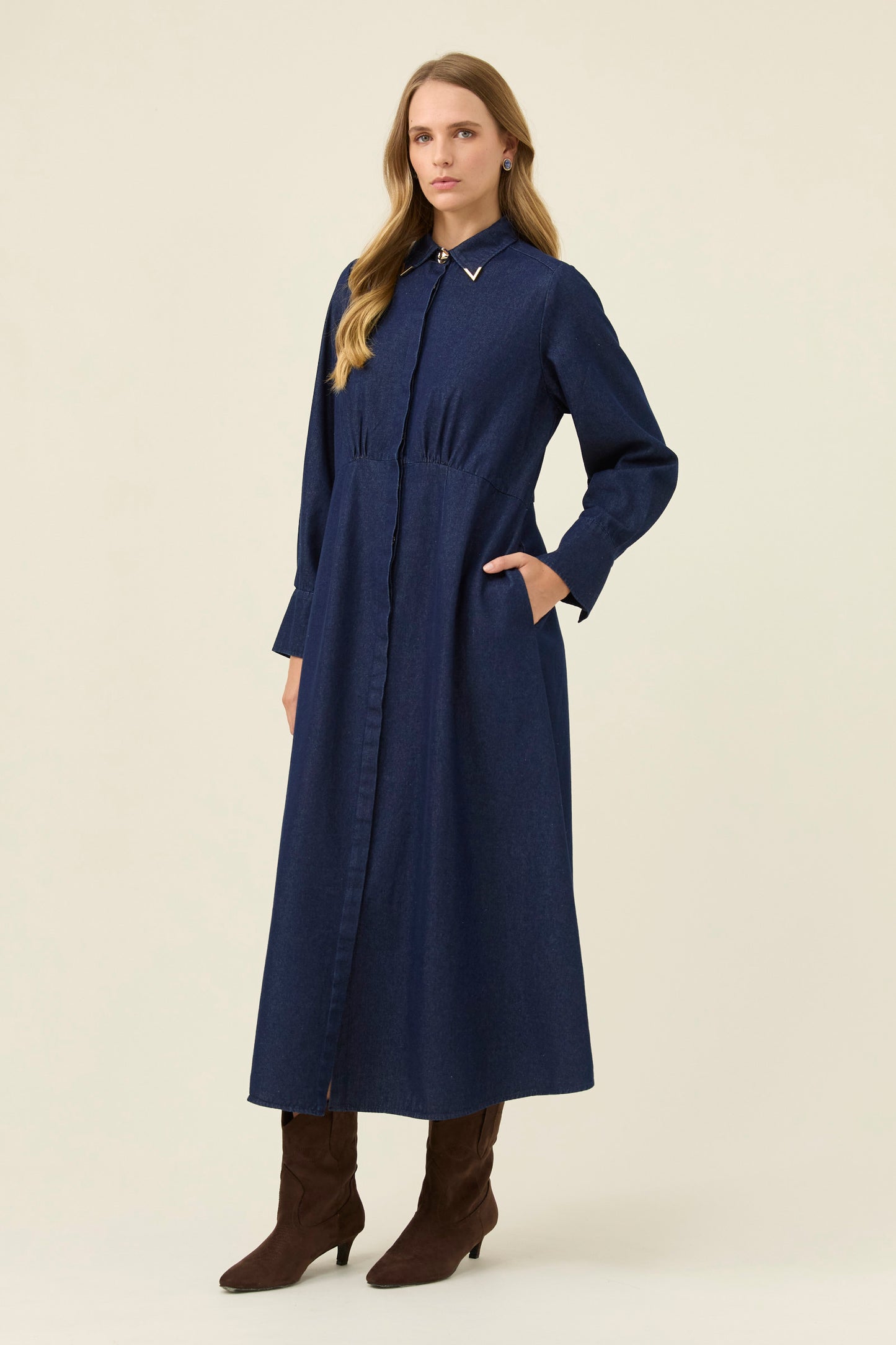 Sloane Denim Maxi Dress from Isle of Mine - Indigo