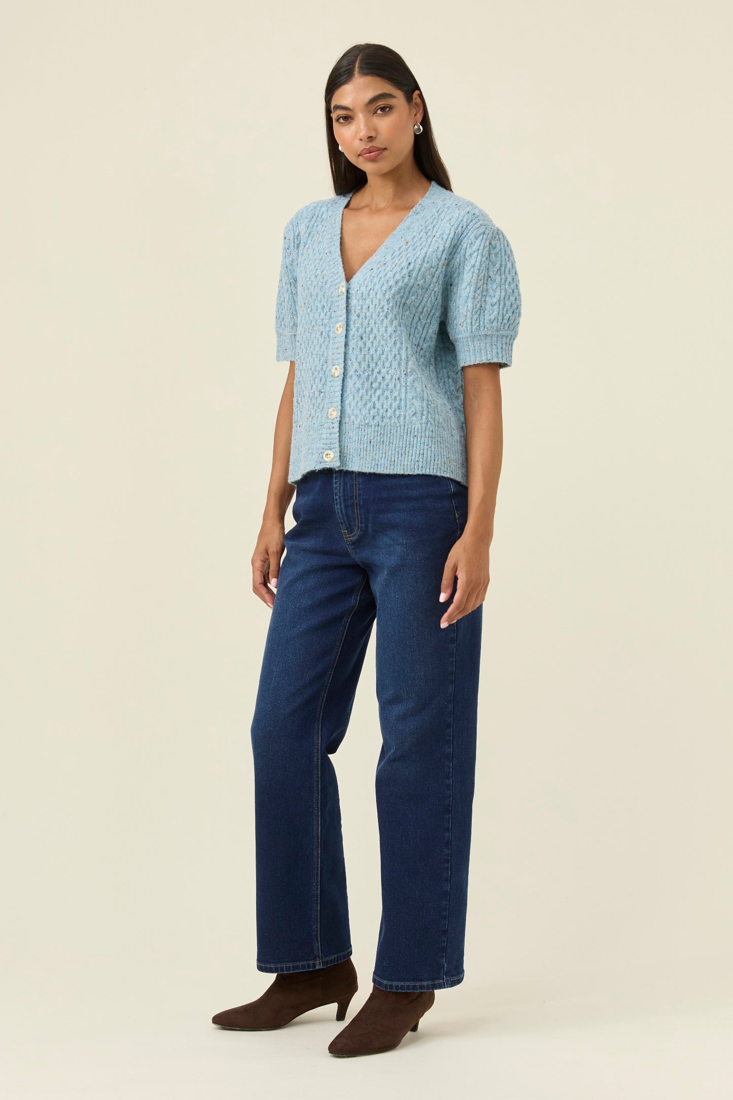 Mckenna Short Sleeve Cardigan from Isle of Mine - Ice Blue