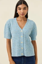 Mckenna Short Sleeve Cardigan from Isle of Mine - Ice Blue