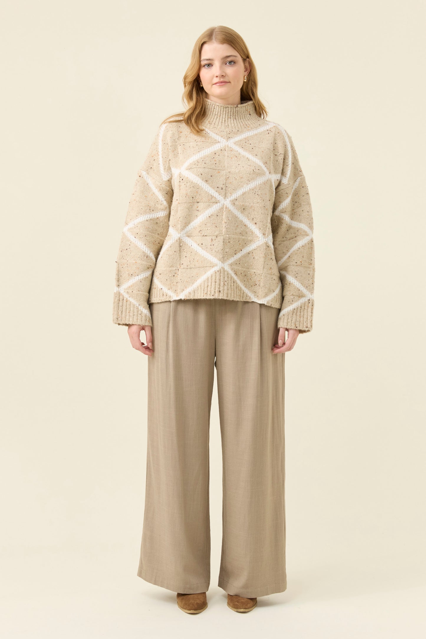 Mckenna Diamond Jumper from Isle of Mine - Stone colour