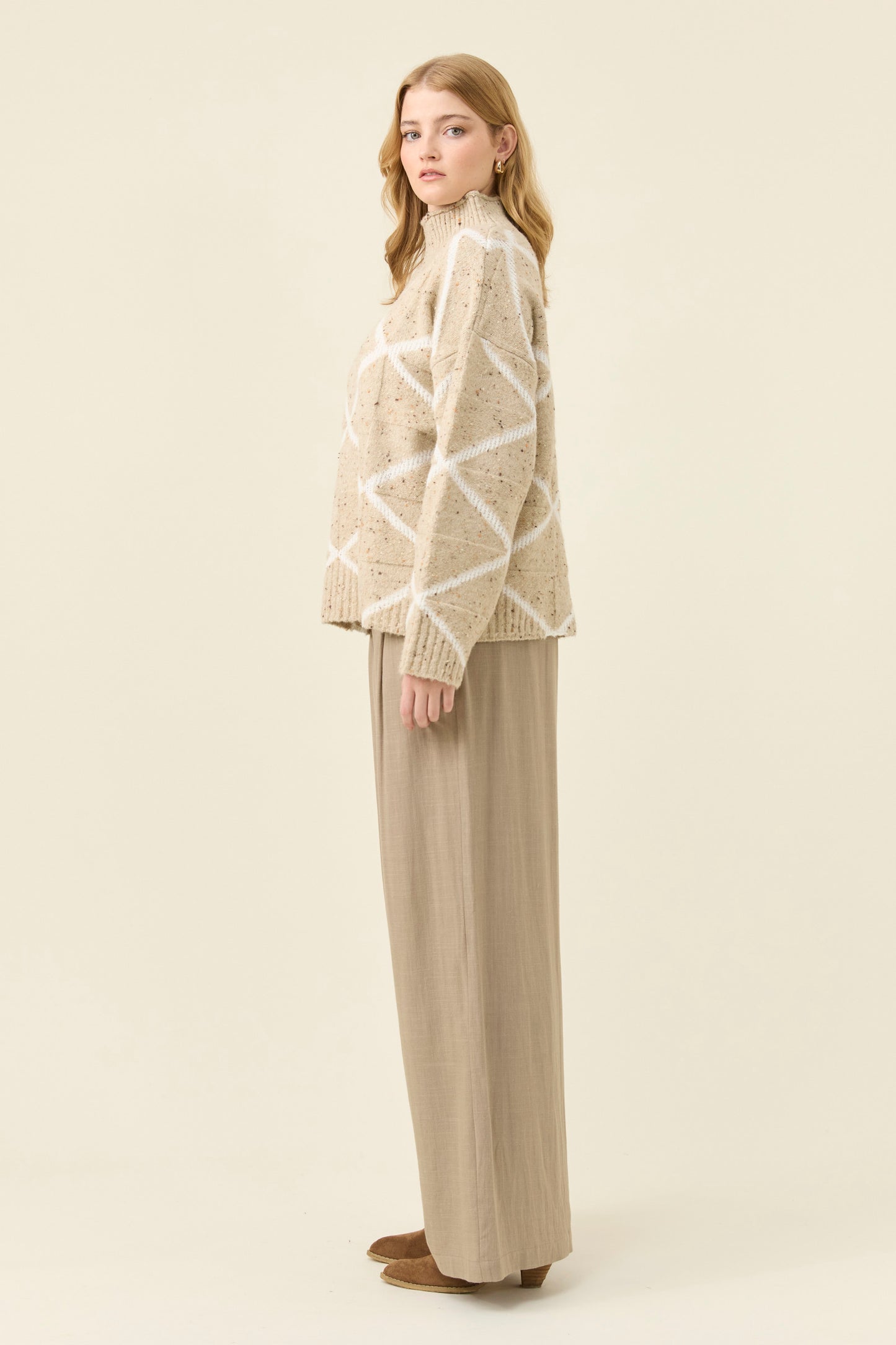 Mckenna Diamond Jumper from Isle of Mine - Stone colour