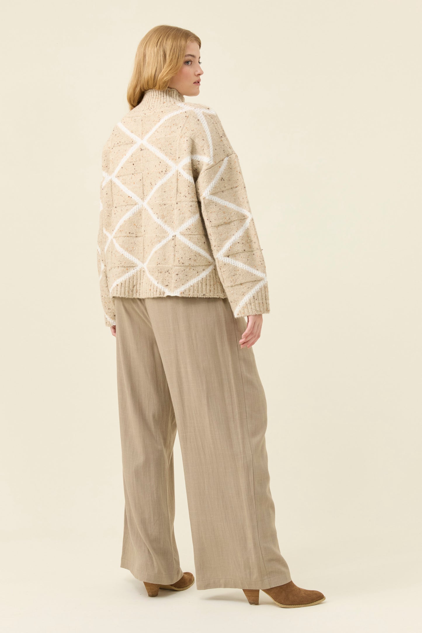 Mckenna Diamond Jumper from Isle of Mine - Stone colour