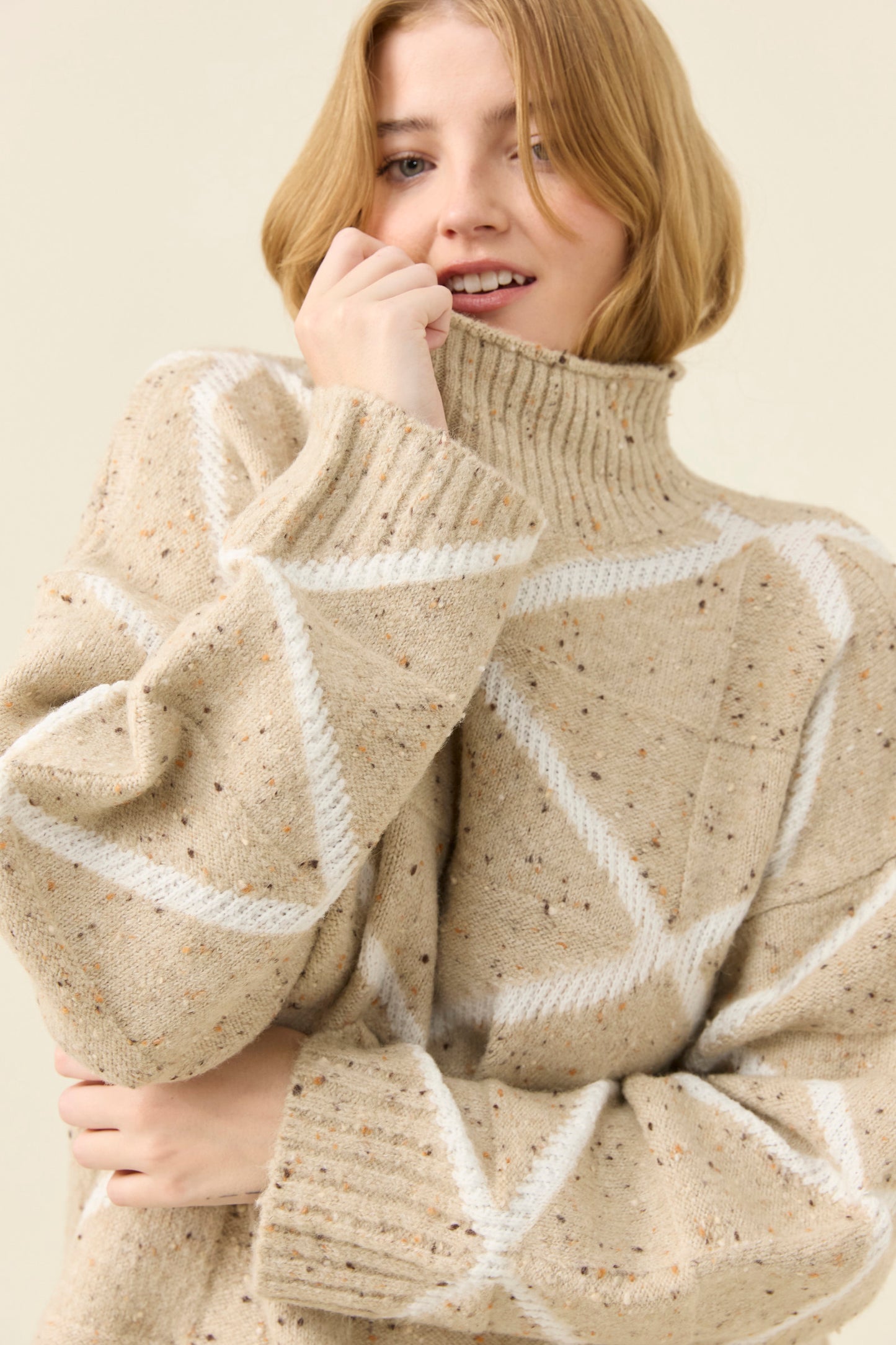 Mckenna Diamond Jumper from Isle of Mine - Stone colour