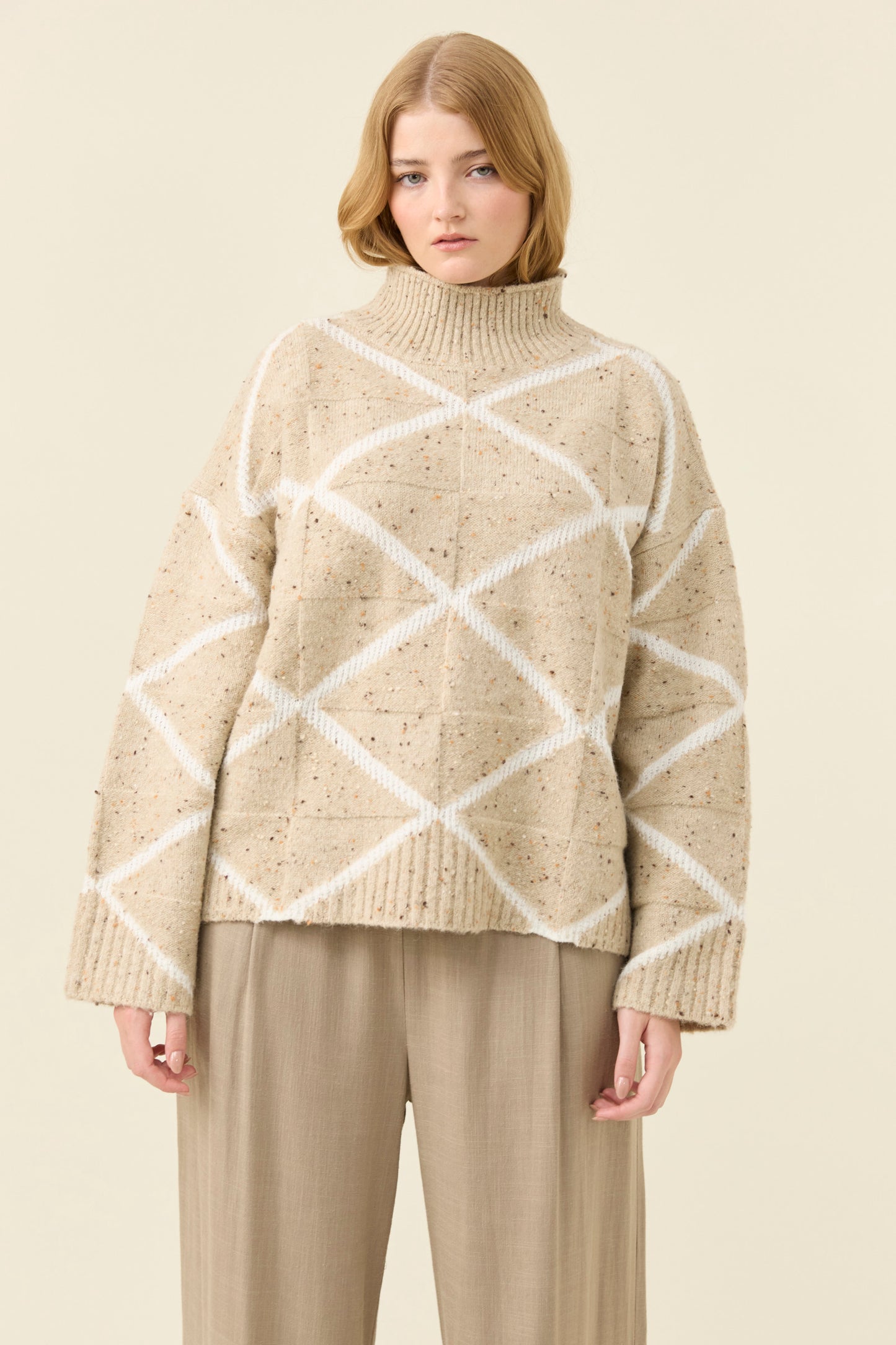 Mckenna Diamond Jumper from Isle of Mine - Stone colour