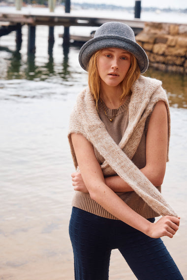 Darby Knit Vest from Isle of Mine - Stone