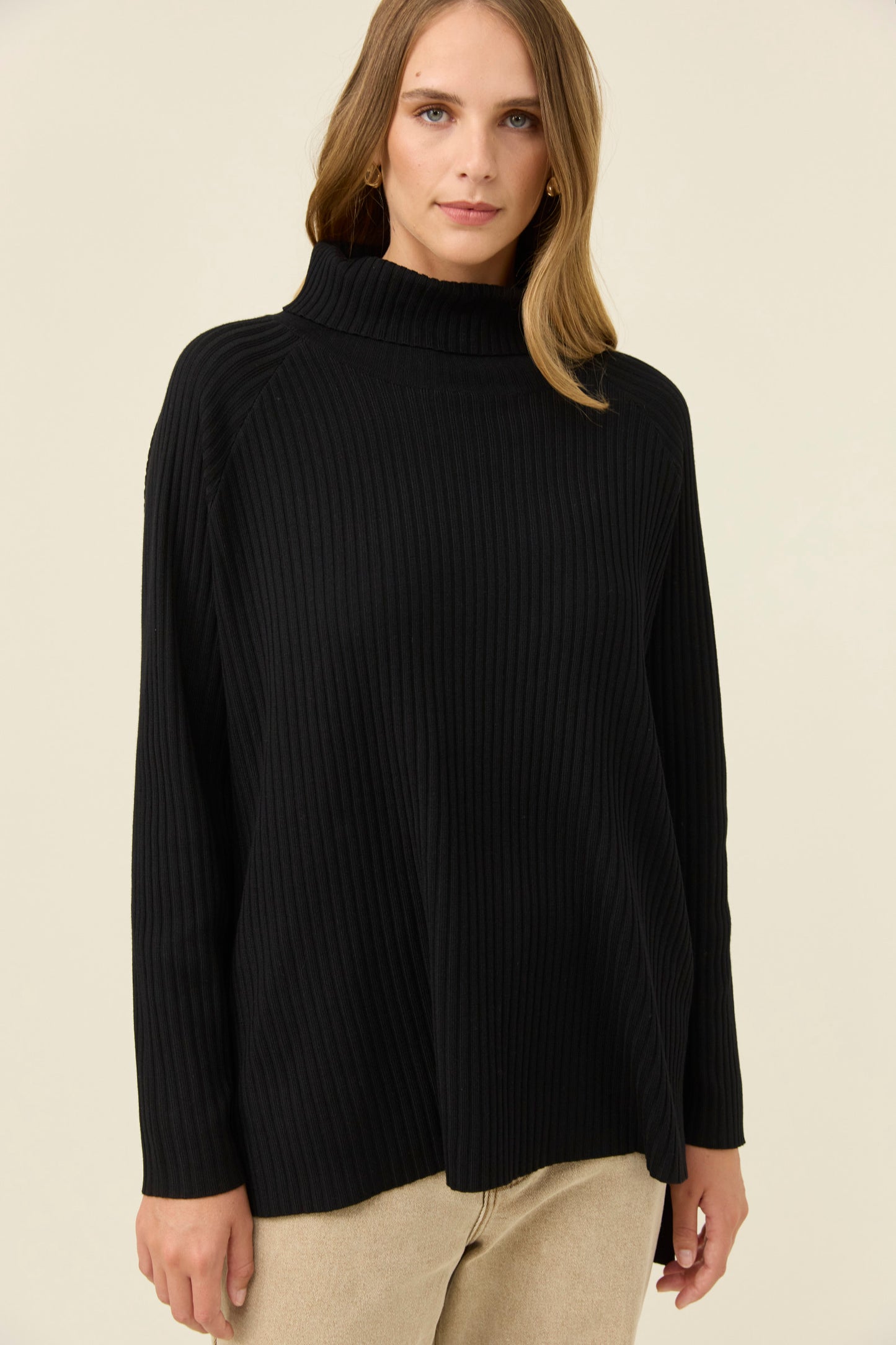 Juno Relaxed Roll Neck Jumper from Isle of Mine -Onyx