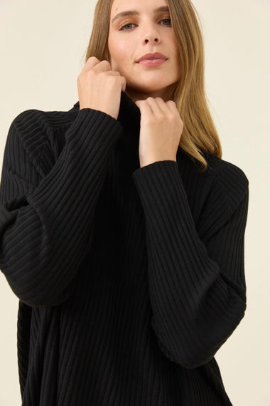 Juno Relaxed Roll Neck Jumper from Isle of Mine -Onyx