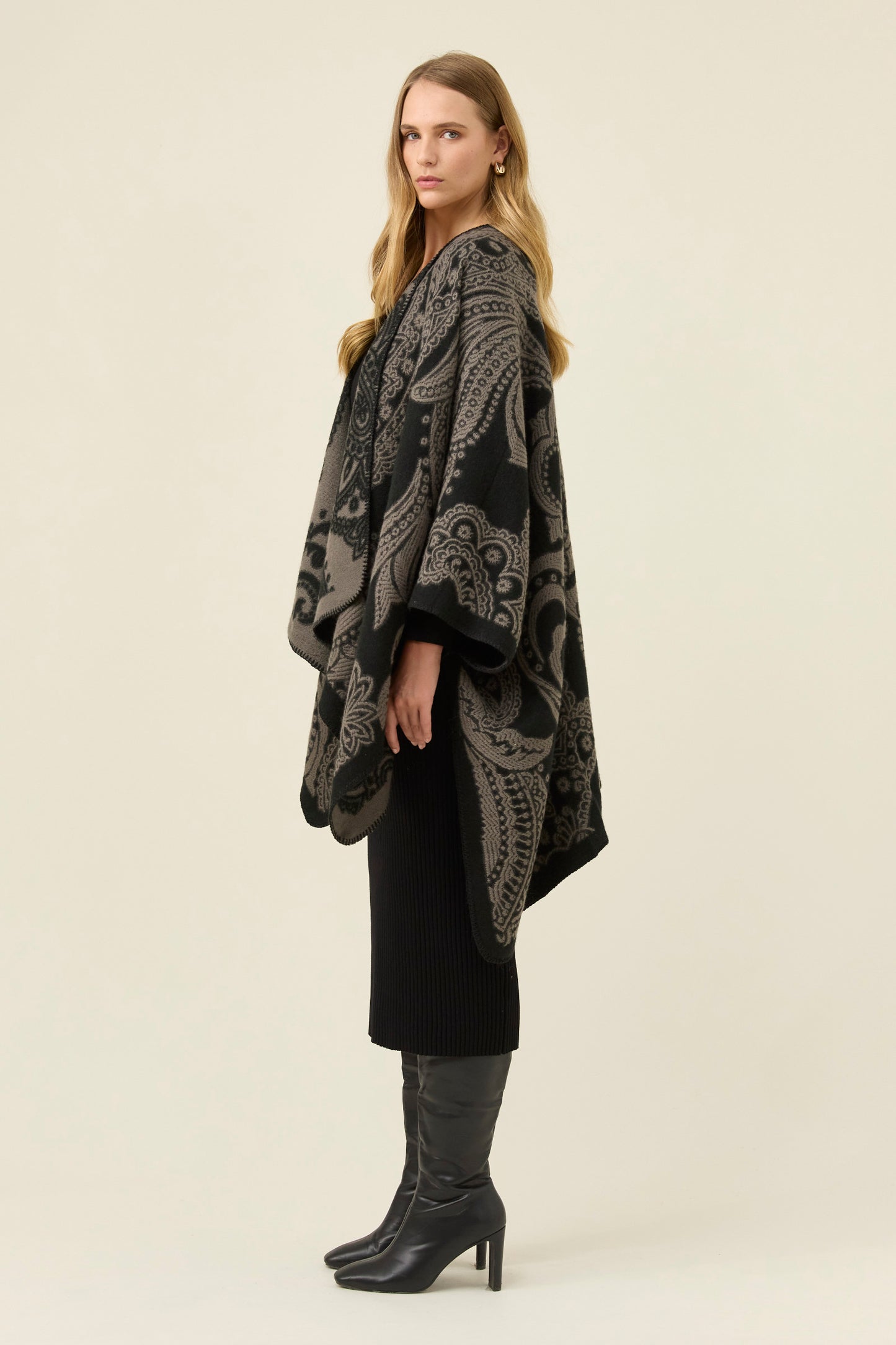 Lucia Cape from Isle of Mine - Charcoal Paisley