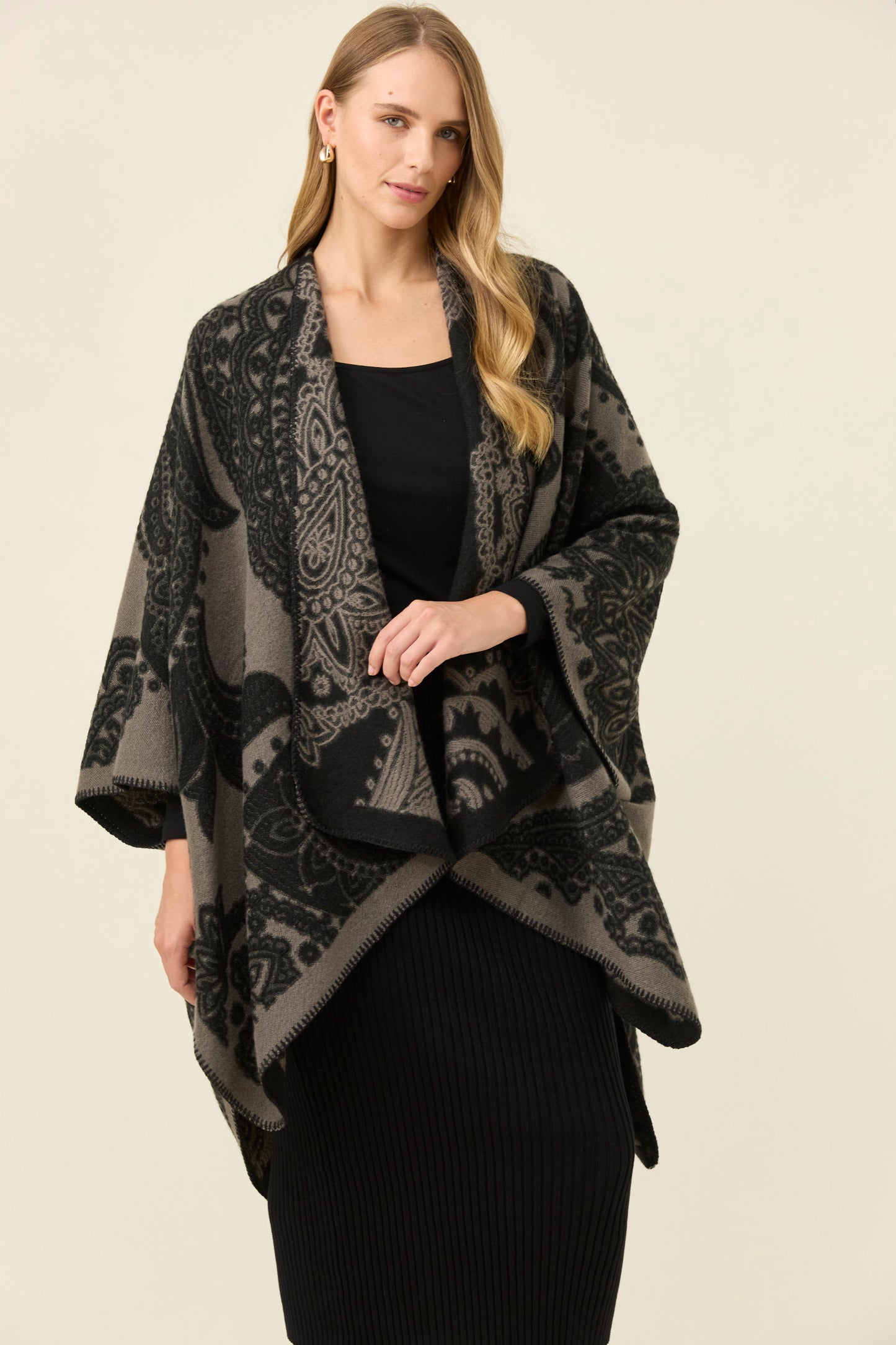 Lucia Cape from Isle of Mine - Charcoal Paisley