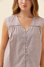 Lyndell Button Tank from Isle of Mine - Taupe