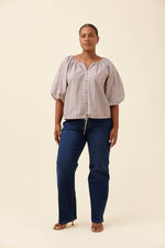 Lyndell Drawstring Top from Isle of Mine - Taupe