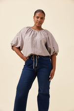 Lyndell Drawstring Top from Isle of Mine - Taupe
