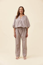 Lyndell Drawstring Top from Isle of Mine - Taupe