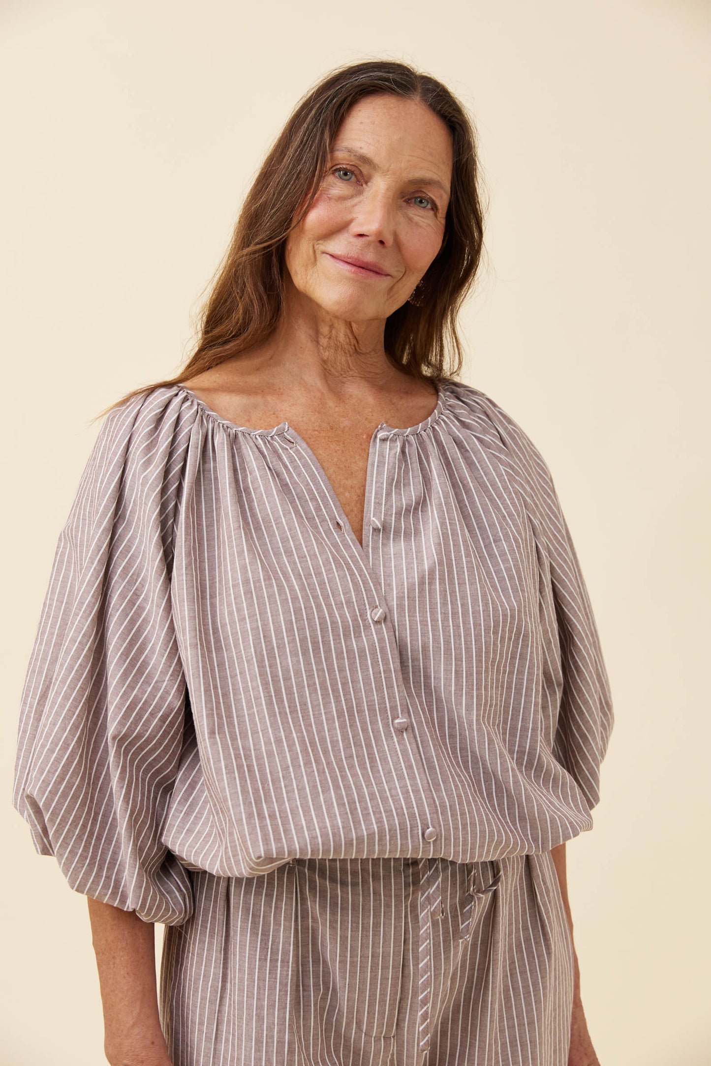 Lyndell Drawstring Top from Isle of Mine - Taupe