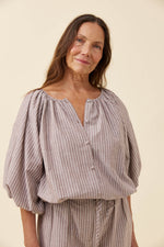 Lyndell Drawstring Top from Isle of Mine - Taupe