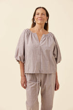 Lyndell Drawstring Top from Isle of Mine - Taupe
