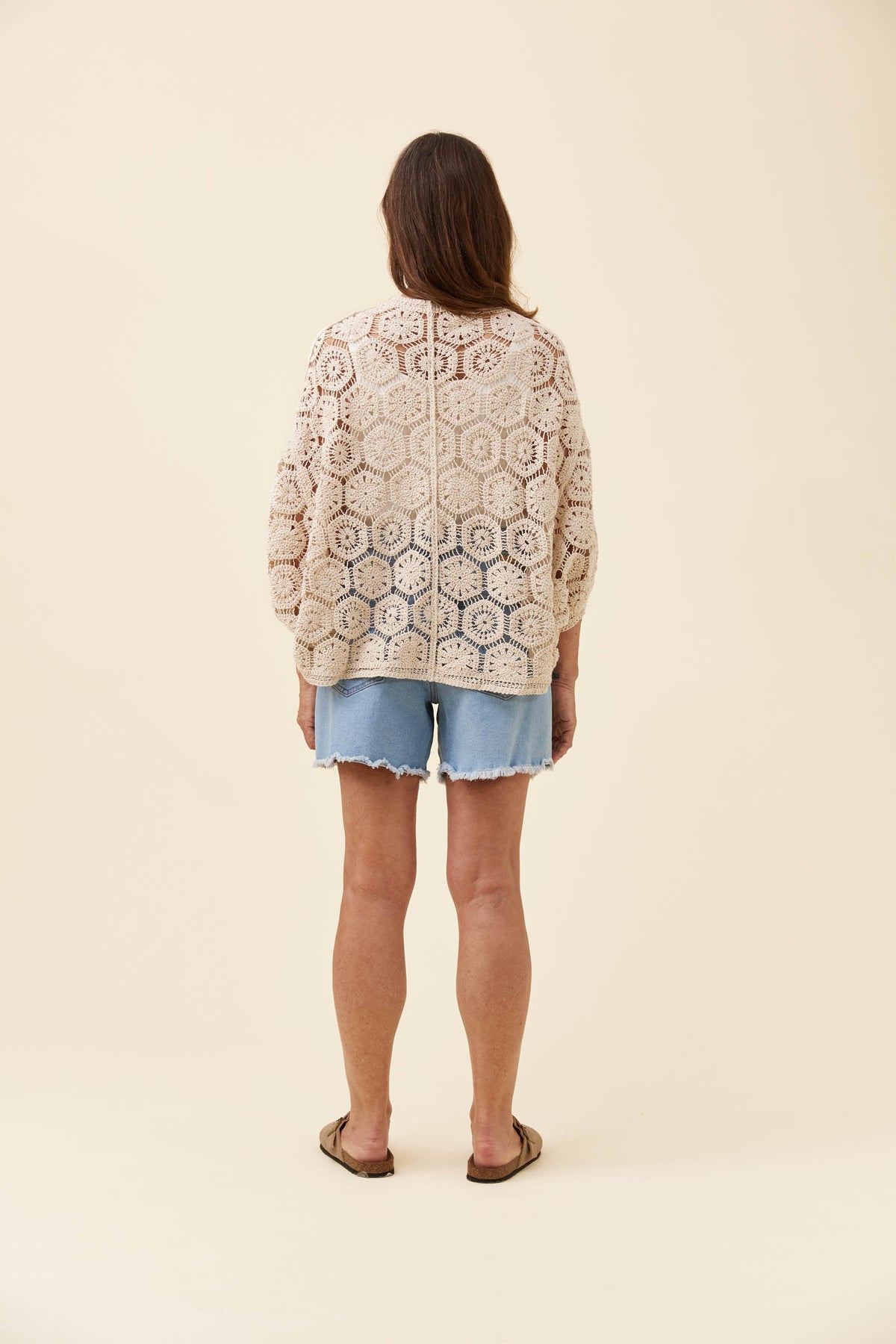 Maggie Crochet Cape - Canvas
