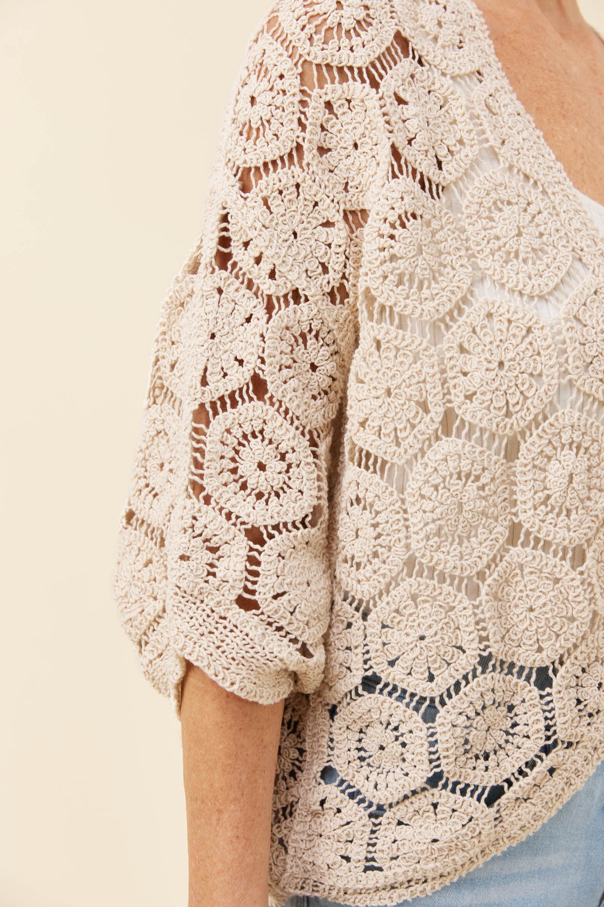 Maggie Crochet Cape - Canvas