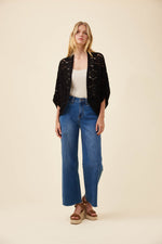 Maggie Crochet Cape - Black