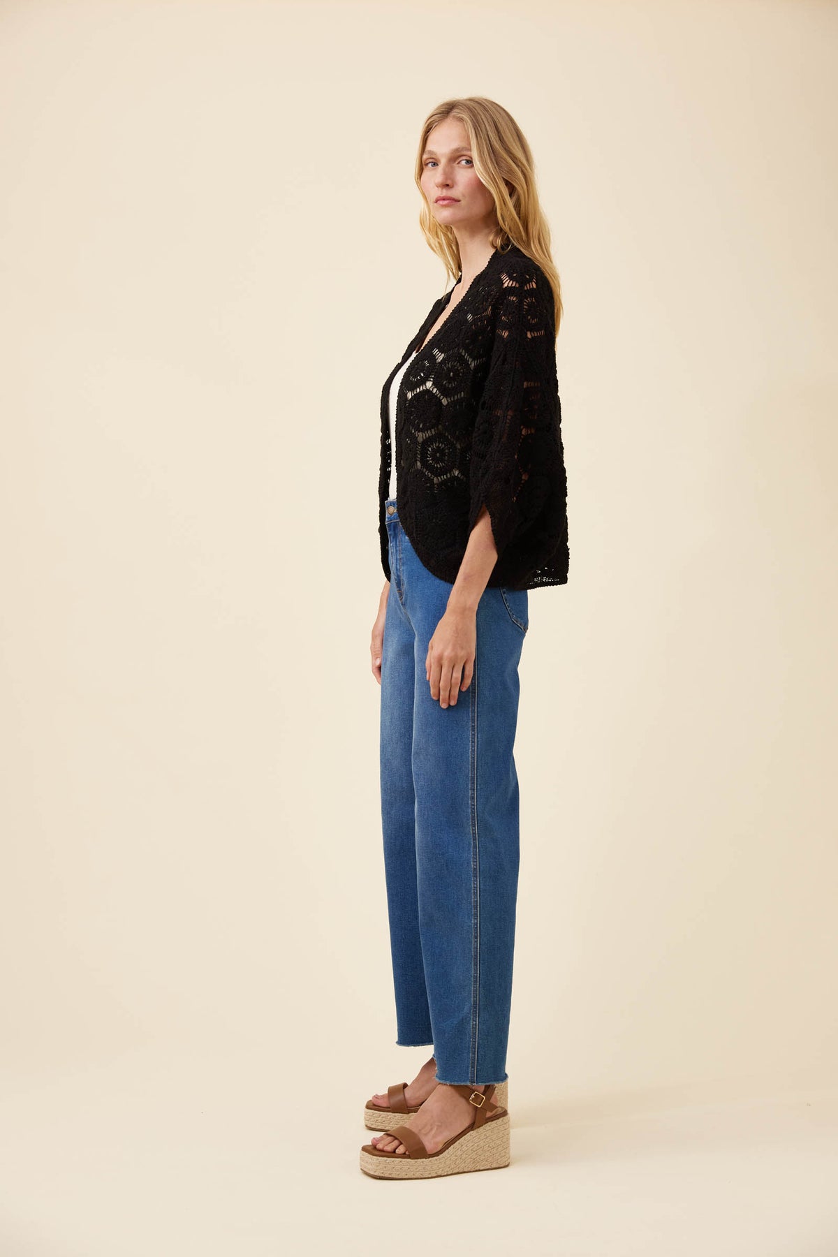 Maggie Crochet Cape - Black