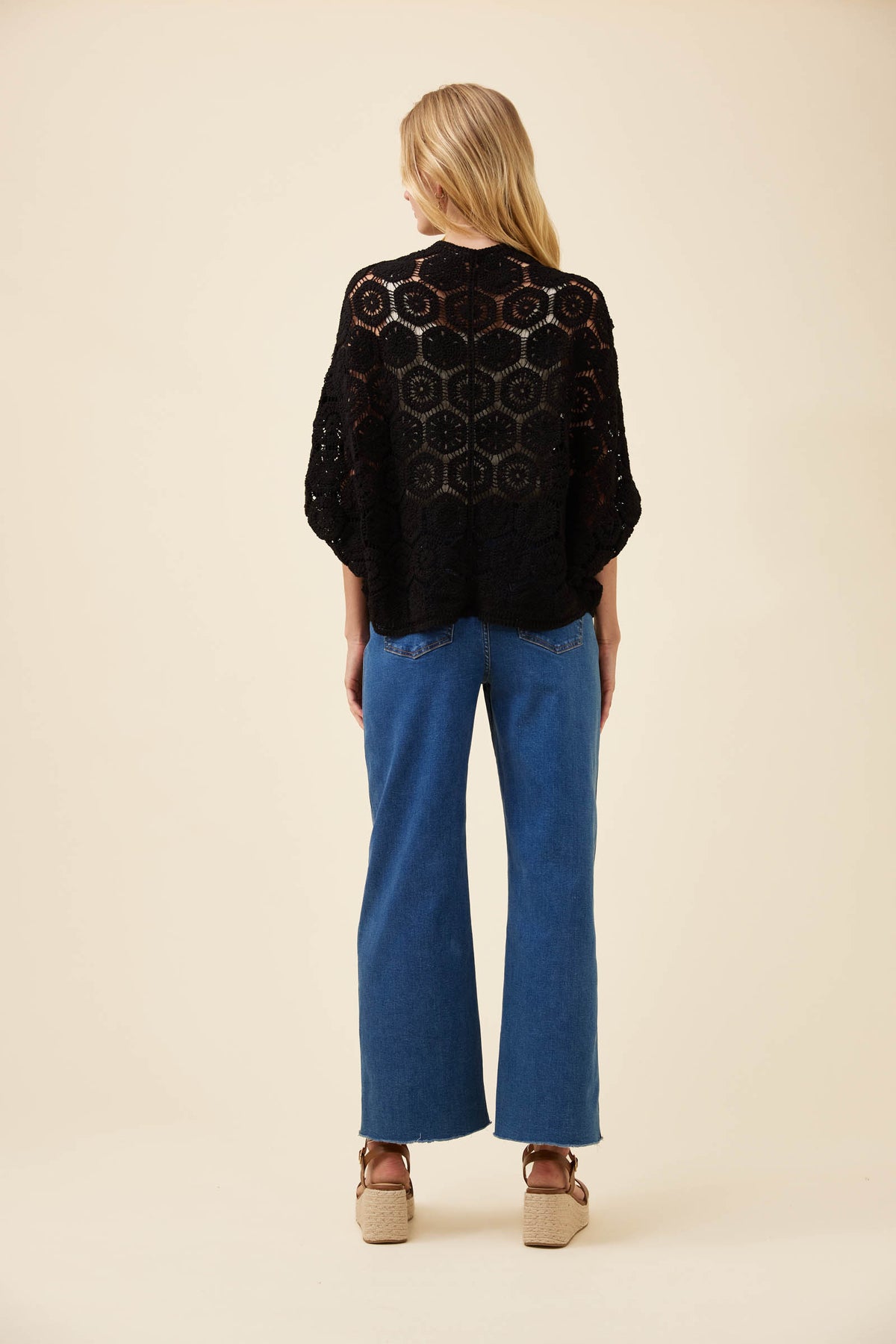 Maggie Crochet Cape - Black
