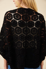 Maggie Crochet Cape - Black
