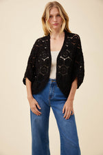 Maggie Crochet Cape - Black