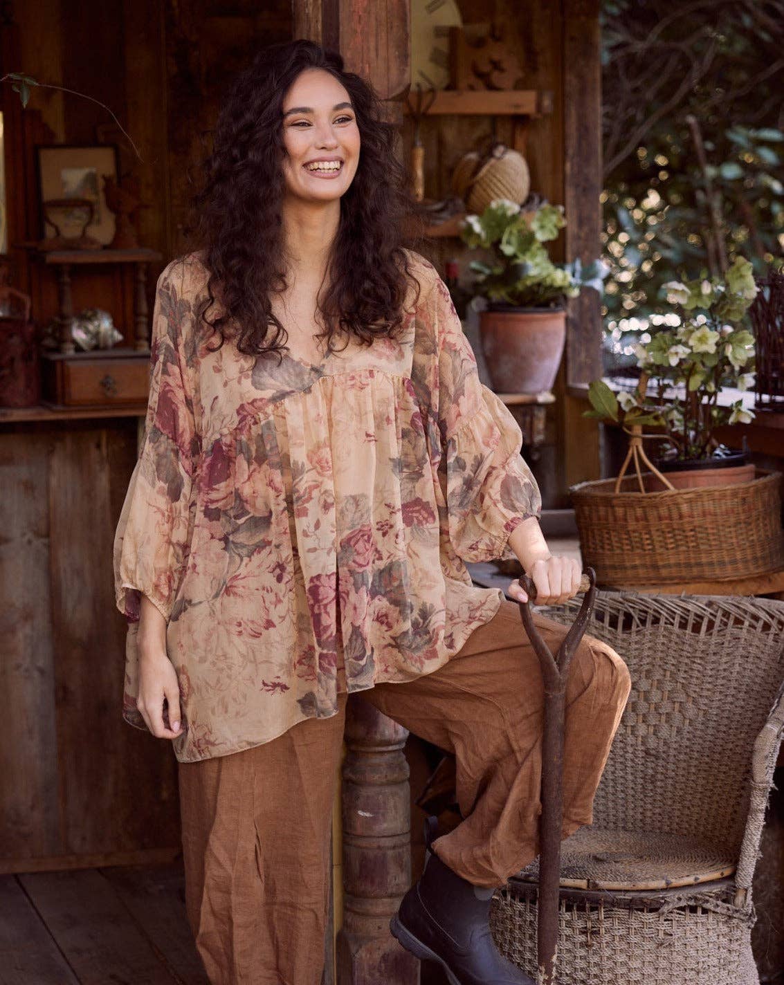 Ariel chiffon blouse - Antique Rose