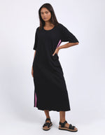 Foxwood Recovery 3/4 sleeve dress-Black with pink stripe