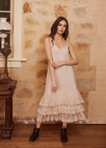 Evangeline lace slip dress Stone colour