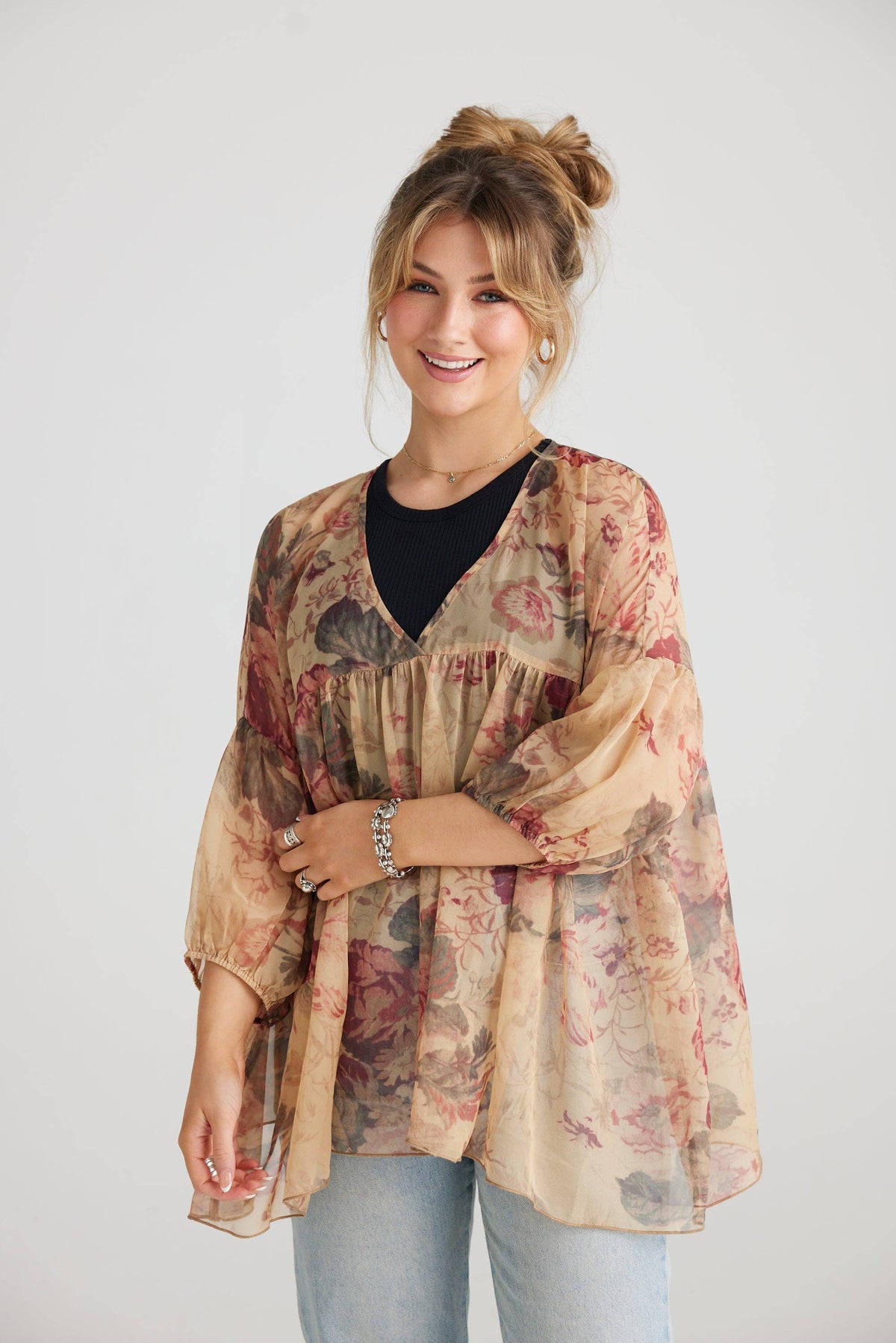 Ariel chiffon blouse - Antique Rose
