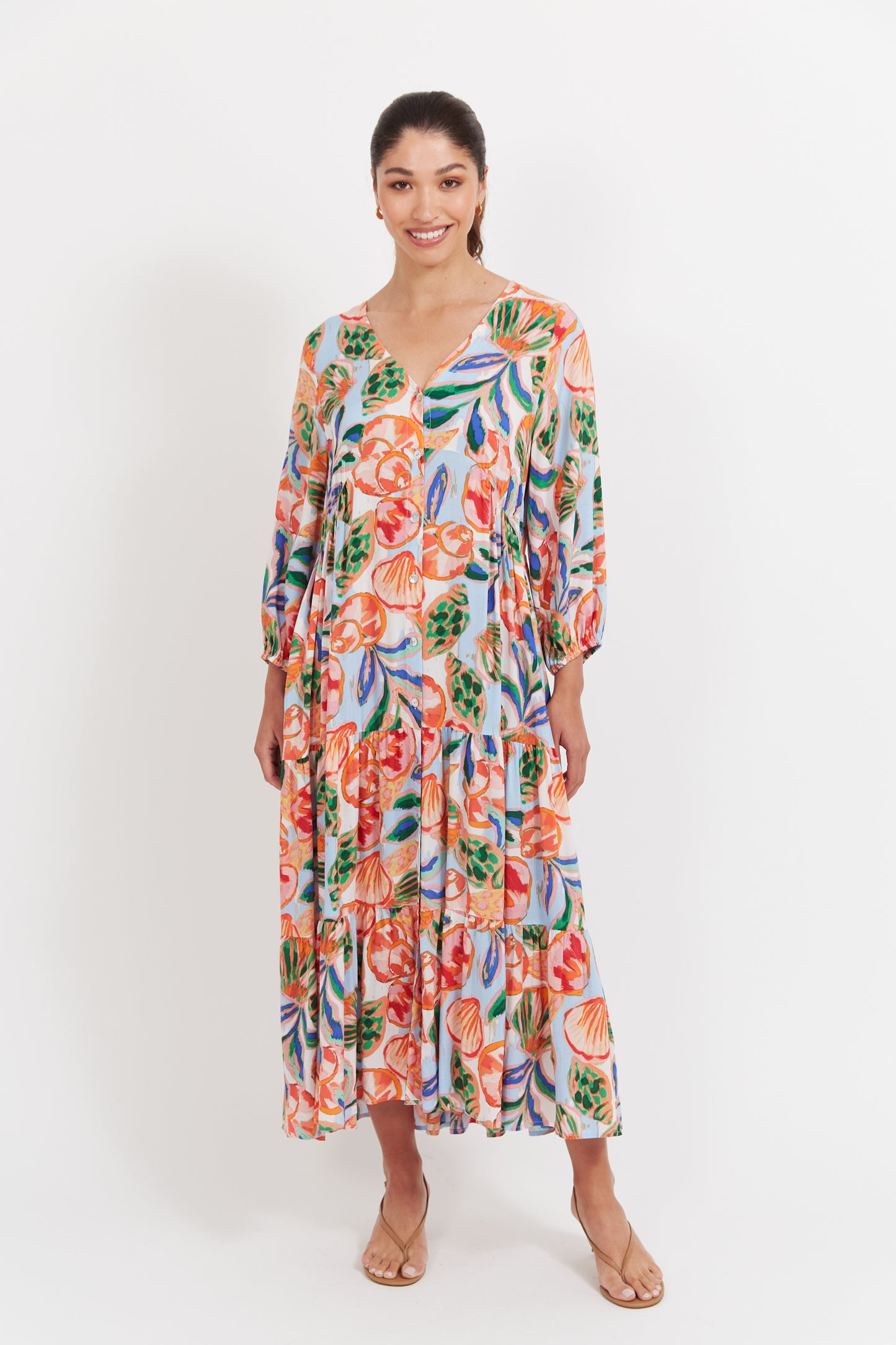 Baja Button Maxi Dress - Tide
