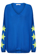 Vermont Star V Neck Jumper from The Haven Co - Cobalt