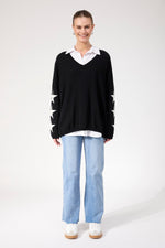 Vermont Star V Neck Jumper from The Haven Co - Black