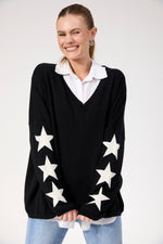 Vermont Star V Neck Jumper from The Haven Co - Black